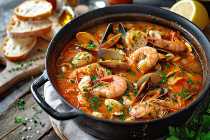 Merluza a la Marinera con Gambas y Almejas