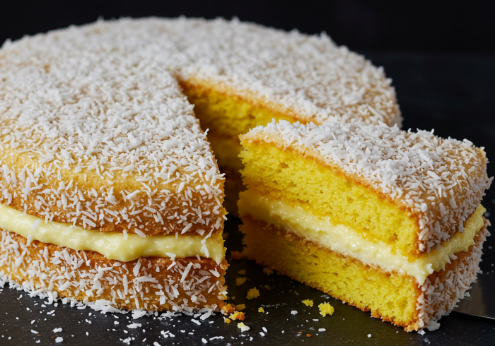 Tarta de Coco Rellena de Crema