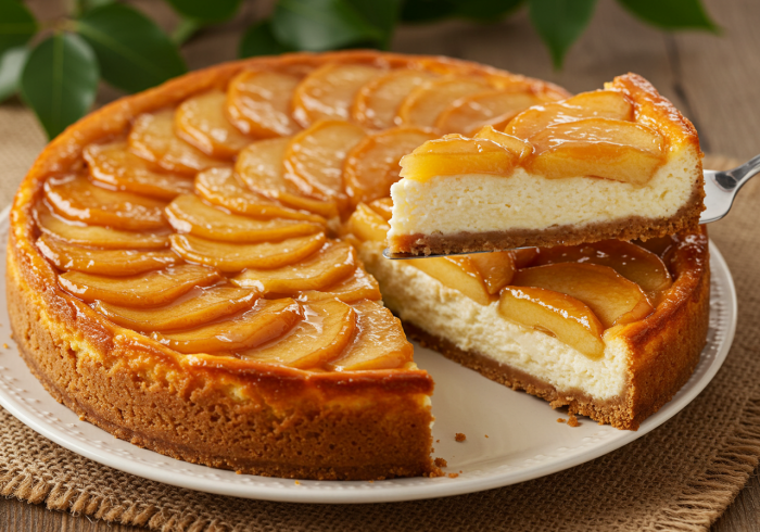 Tarta de Queso y Manzana Caramelizada